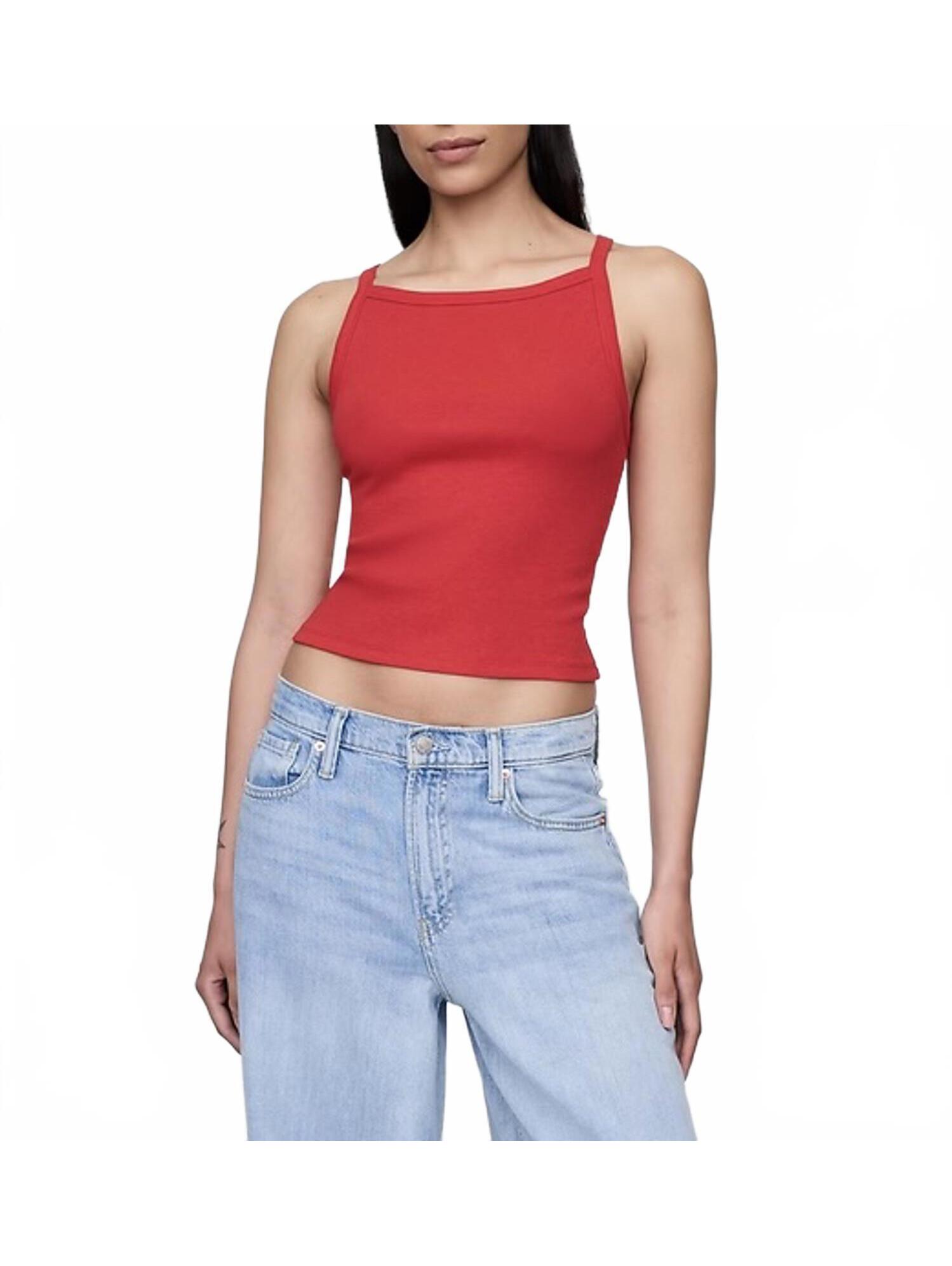 Gap Modern Apron-Neck Crop Tank Top Tomato Sauce Red Nwt Xxl Tall